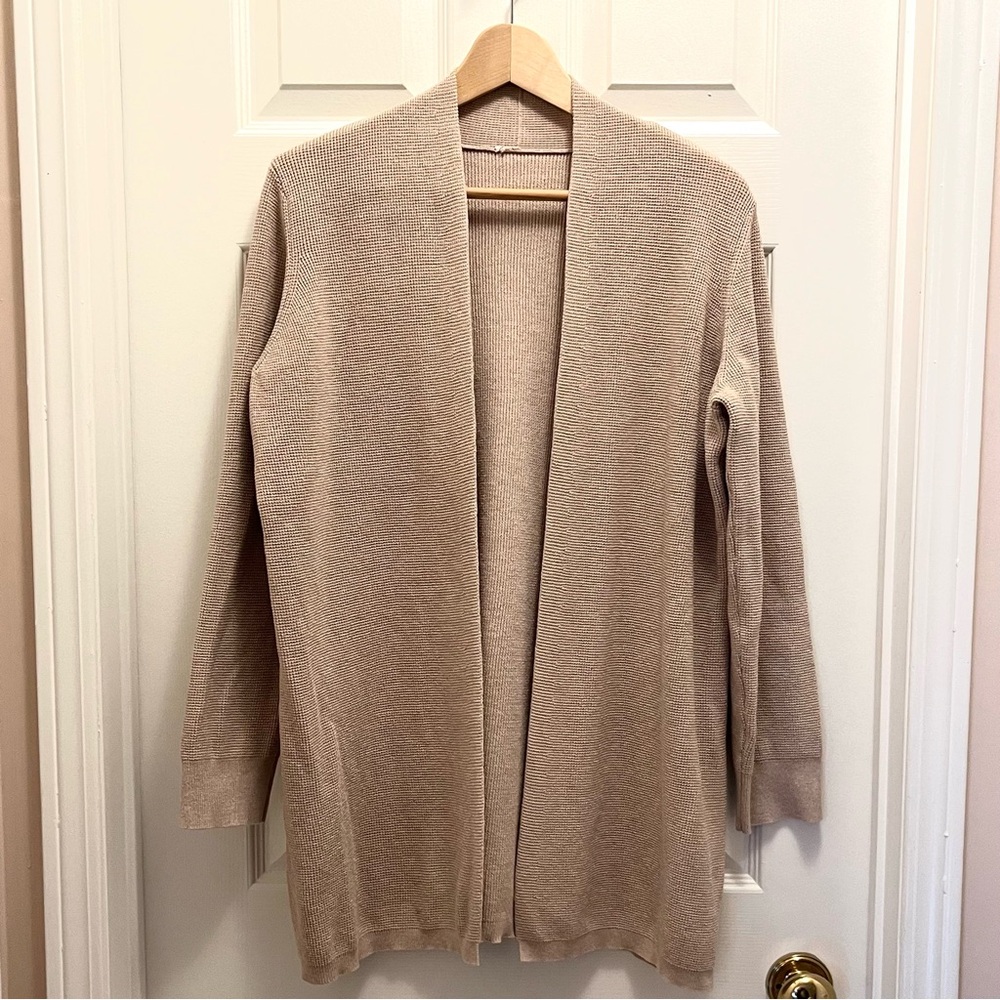 Cyrus Waffle Knit Open Cardigan Beige Neutral Size L - Picture 5 of 8